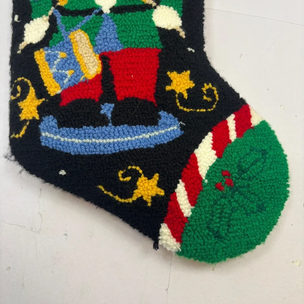 Vintage Hand Hooked Wool Christmas Stocking Nutcracker Soldier Holiday Decor 18